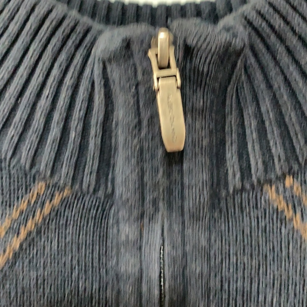 Alex Cannon 1/4 Zip Black Blue Tan Diamond Argyle Knit Pullover Cotton Sweater M - Picture 4 of 17